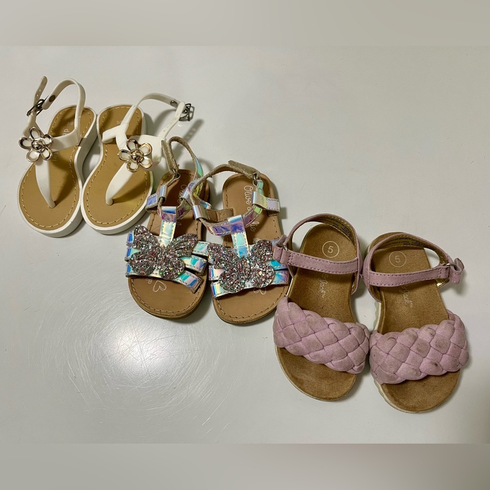 Kids Glitter and Braided Sandals Set